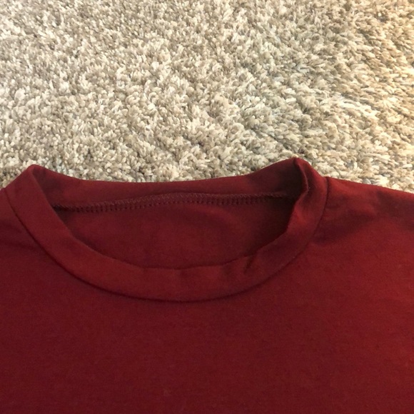 ✨maroon crop top with black and white stripes✨ - Picture 2 of 3